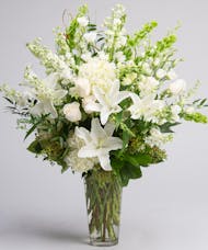 White Floral Tribute Vase