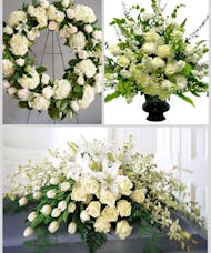 All White Floral Tribute Trio